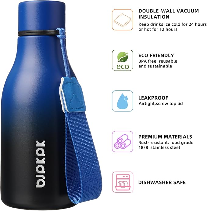 BJPKPK Insulated Water Bottles, 12oz Stainless Steel Metal Water Bottle - Image 2