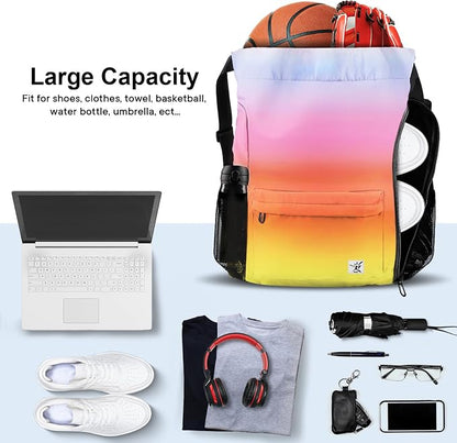 Drawstring Backpack with Mesh Pockets String Gym Bag Sackpack Sandproof Water - Image 2