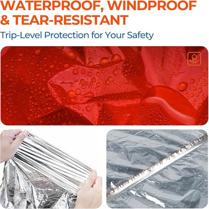 K Kingstar 2 Pack Emergency Mylar Poncho, Waterproof Rain Ponchos, Reusable - Image 4