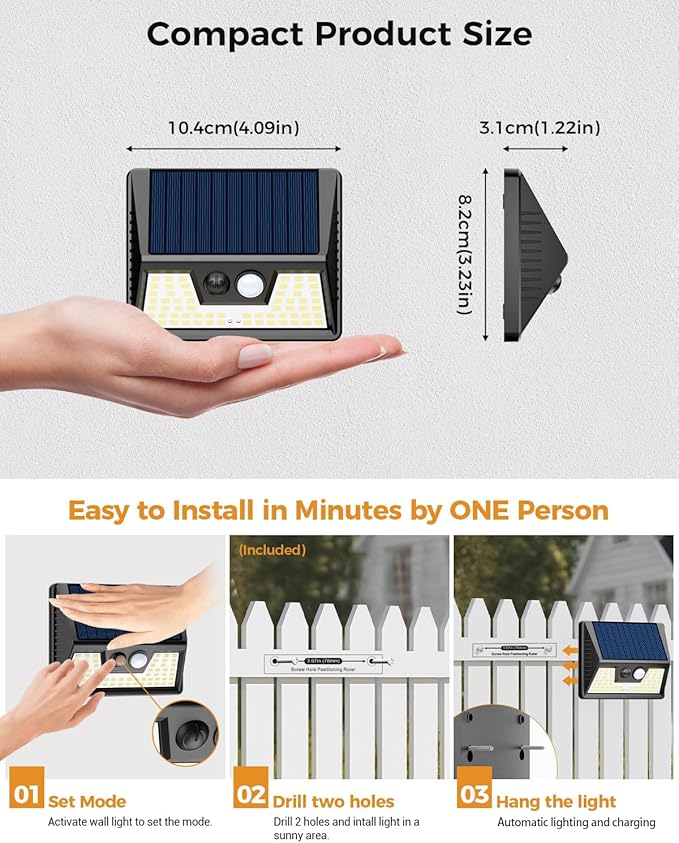 vighep 12 Pack Solar Fence Lights Waterproof, Motion Sensor Deck Lights Outdoor - Image 6