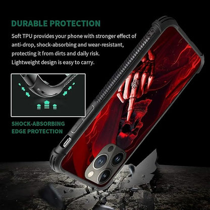 for iPhone 14 Pro Max Case, Gestures Funny Skull Pattern Graphic Design Girl - Image 6