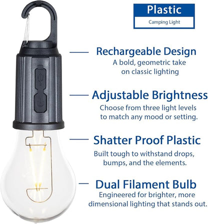 4-Pack Rechargeable Camp Light, Warm White LED Globe Bulb, Battery Powered - Image 2