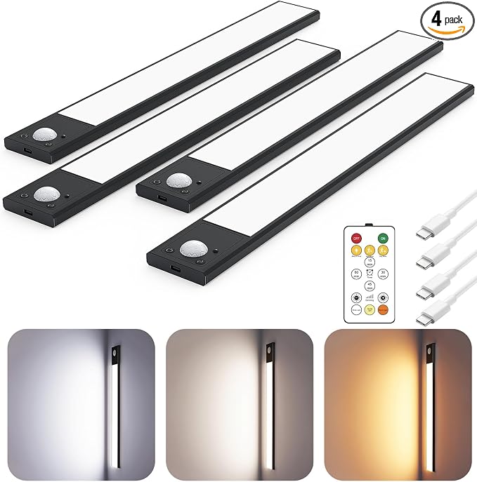 12" Ultra-Thin Under Cabinet Lighting Wireless, Aluminum Alloy Under Counter by Skairipa