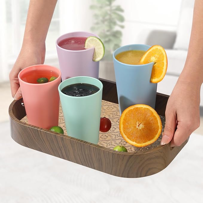 24 Pcs Unbreakable Plastic Cups Set, 14 oz Reusable Plastic Cups, Stackable - Image 7