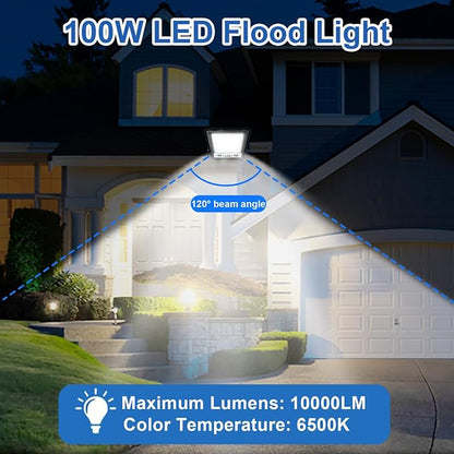 CREATESTAR 2 Pack 100W LED Flood Light Outdoor, 10000LM Bright LED Work Lights - Image 2