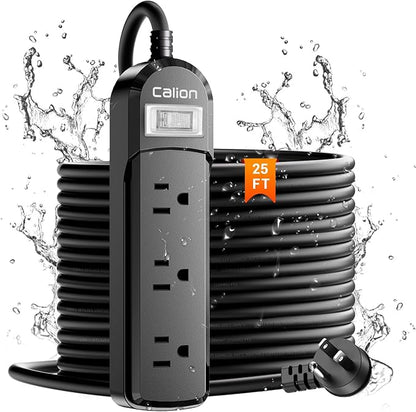 VNJ IPX6 Waterproof Outdoor Surge Protector Power Strip, 3AC Outlets 25FT Cord by Unknown