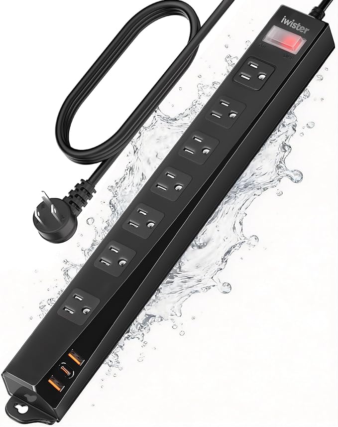 Outdoor Power Strip Weatherproof IPX6, 1625W/13A 6 Ft Extension Cord by Iwister