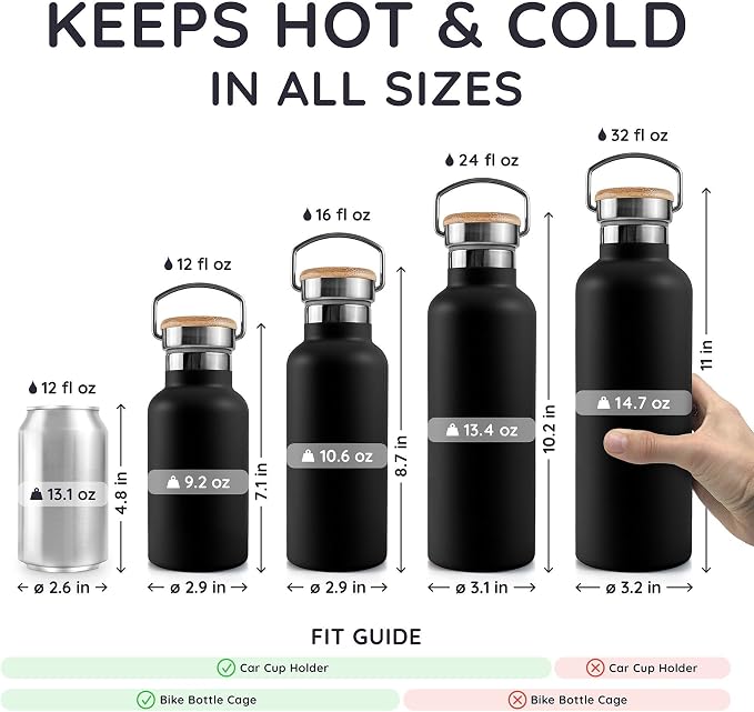 Bambaw 16 oz Stainless Steel Water Bottle, Metal Water Bottle Insulated - Image 5