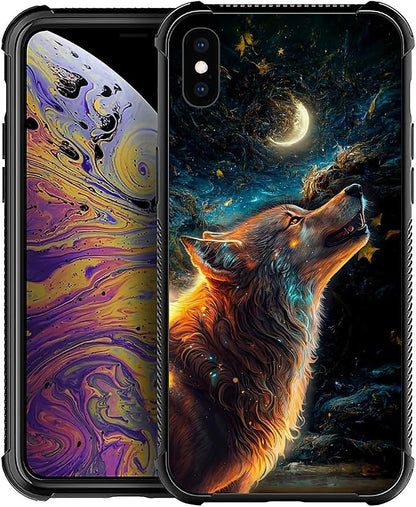 for iPhone Xs Max Case, Star Cave Hungry Wolf Pattern Graphic Design Girl Boy by FKBRCL4U