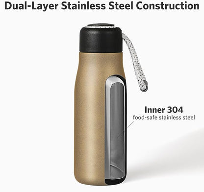 12 oz Insulated Water Bottle, Dusgut Wide Mouth Water Bottle, Stainless Steel - Image 4