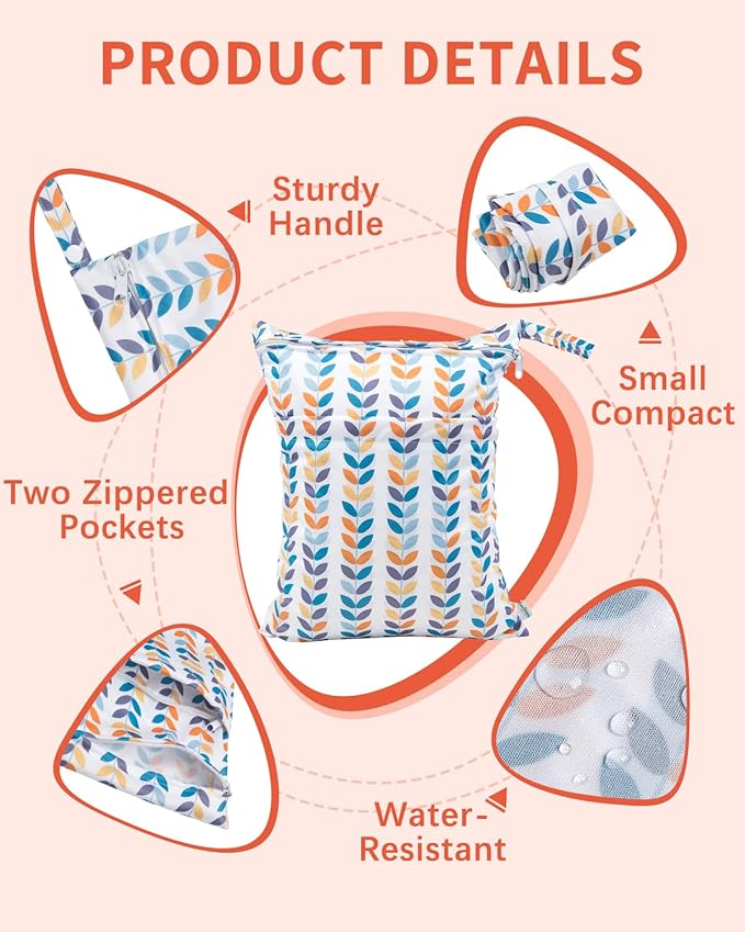 babygoal Wet Dry Bags for Baby Cloth Diapers, Washable Travel Bags, Gym Bag for - Image 2