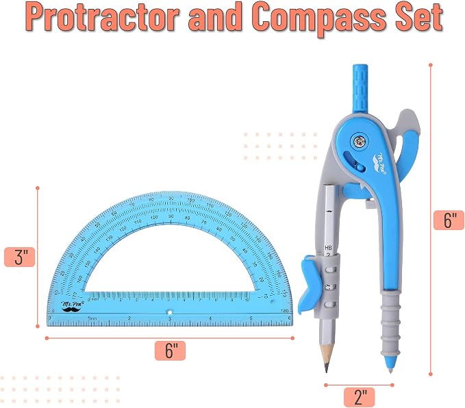 Mr. Pen- Geometry Compass and Protractor Set, 6 Inch Compass, 6 Inch Protractor - Image 2