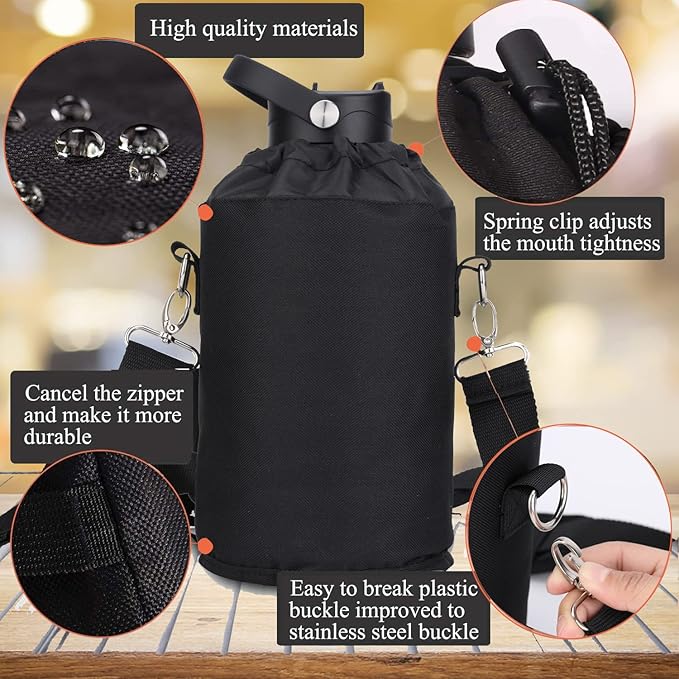 Water Bottle Insulated 32oz 40oz 64oz 128oz Straw Lid Spout Lid & 3 Lids - Image 6
