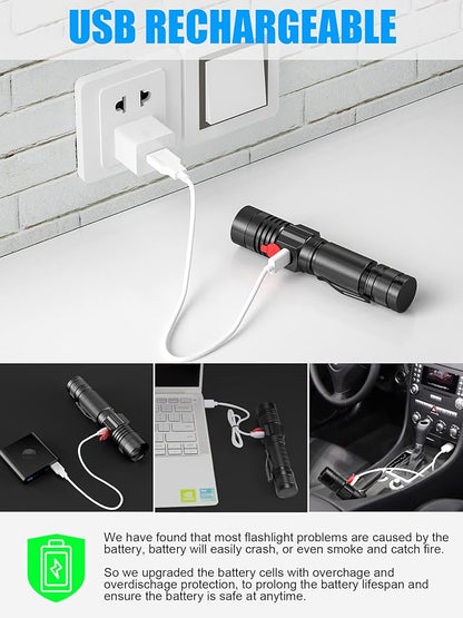 Rechargeable LED Flashlights, Magnetic Flashlight Super Bright Tactical - Image 3