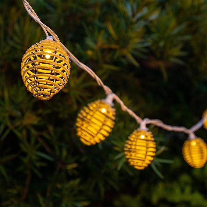 Vigdur Rattan Ball String Lights - 10FT Lantern String Lights Plug in - Image 2