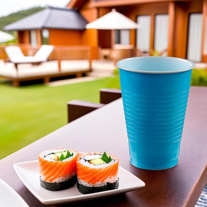 Caribbean Blue Plastic Cups - 12 oz. - Versatile Drinkware - Image 3