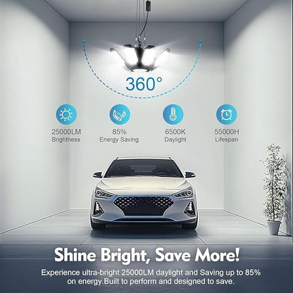 TANBABY 2 Pack LED Garage Lights, 250W Deformable Garage Light, Total 50000LM - Image 4