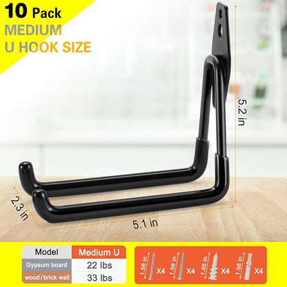 10 Pack Garage Hooks Heavy Duty Storage Organizer Wall Mount Power and Garden - Image 3