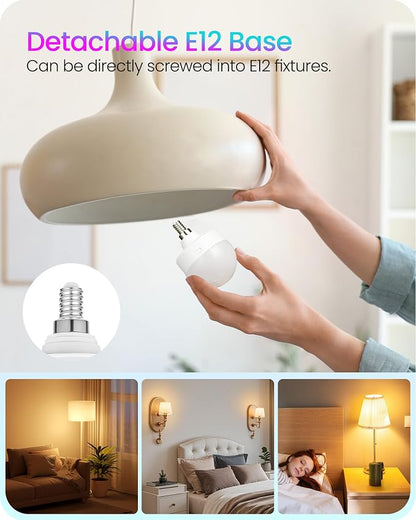 Rechargeable Light Bulbs with Remote Control, 4 Packs E12 Battery Operated - Image 2