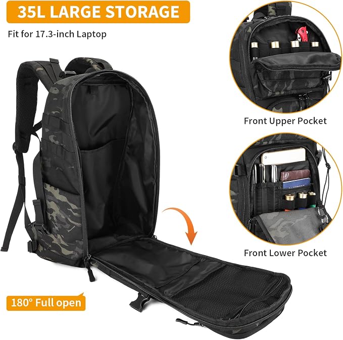 HUNTVP Tactical Backpack for Men 35L Military Backpack MOLLE 1000D Army Daypack - Image 5