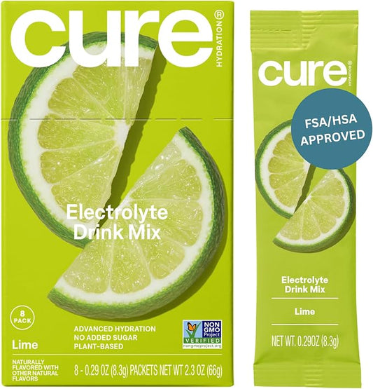 Cure Hydration | Plant-Based Electrolyte Drink Mix | No Added Sugar | FSA-HSA | by CureHydration