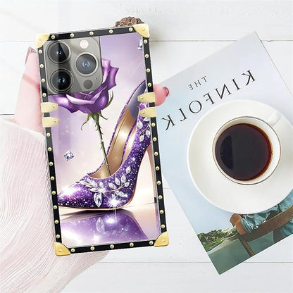 Compatible with iPhone 15 Pro Max Case, High Heeled Purple Diamond Rose Luxury - Image 7