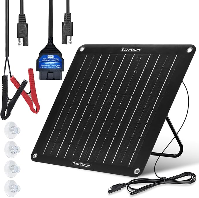 ECO-WORTHY Upgraded OBDII 10W Solar Battery Trickle Charger Maintainer 12V by ECO-WORTHY