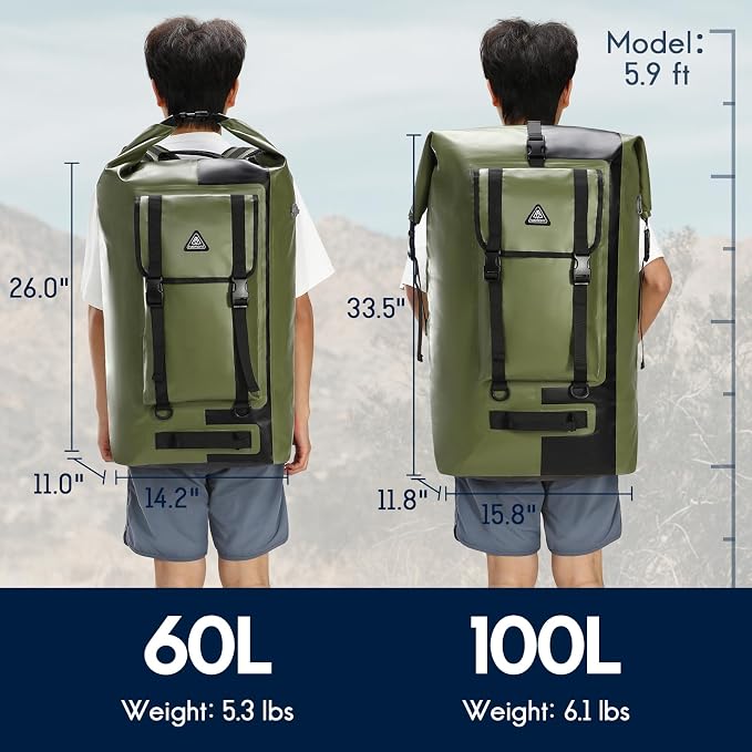 Haimont Waterproof Dry Backpack IPX7 Roll-top Dry Large Marine Dry Bag - Image 6