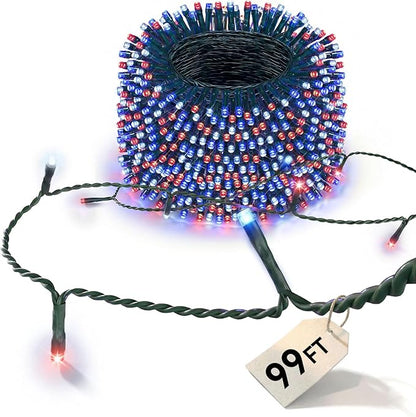 LitHome 4th of July Decorations Outdoor Waterproof, 99FT 300 LED String Lights by LitHome