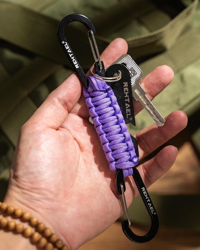 Paracord Braided Carabiner Keychain Lanyard Strap, Hanger Stroller Hook w/2 - Image 4