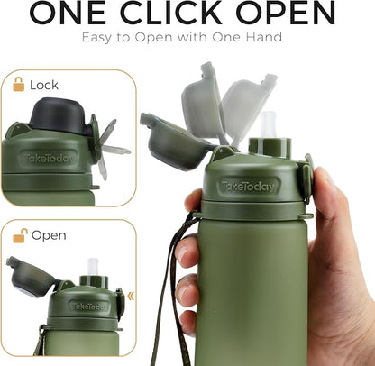 TakeToday Collapsible Water Bottles 21oz, Foldable Platinum Silicone Travel - Image 8