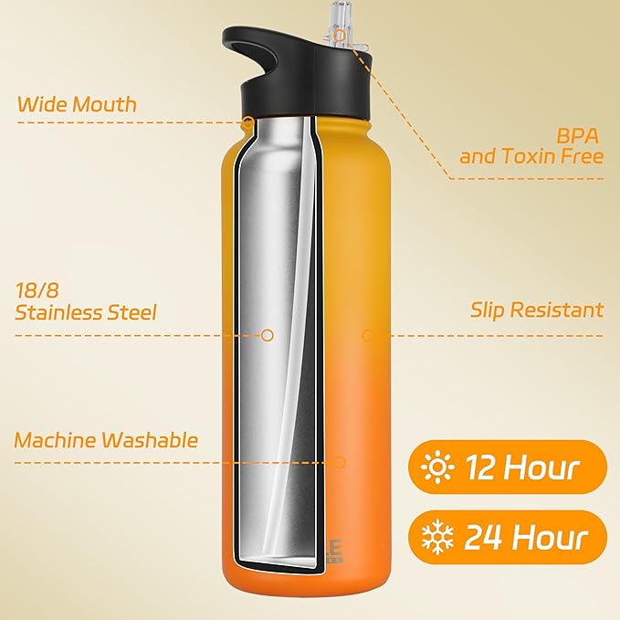 HASLE OUTFITTERS 40oz Stainless Steel Water Bottle, Vacuum Insulated Double - Image 2