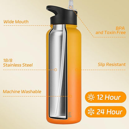 HASLE OUTFITTERS 40oz Stainless Steel Water Bottle, Vacuum Insulated Double - Image 2