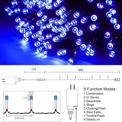 HOME LIGHTING 66ft Christmas Decorative Mini Lights, 200 LED Green Wire Fairy - Image 4
