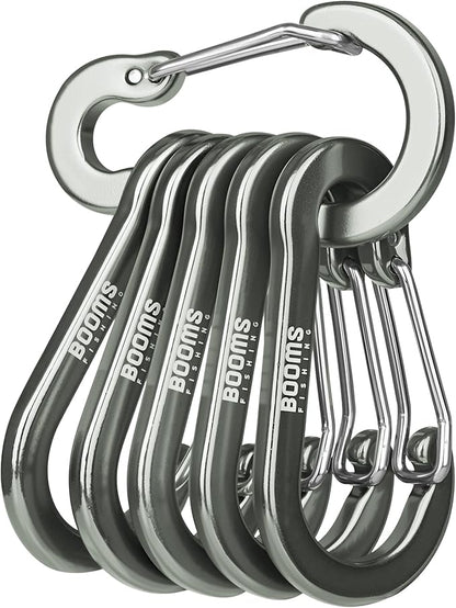 Booms Fishing CC1 Multi-Use Carabiner Clip, 6 Pack Small Caribeener Clips by BoomsFishing