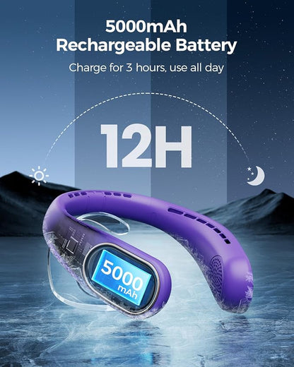 SHEWIND Portable Neck Fan - 5000mAh Rechargeable Hands-Free Wearable Fan | 4 - Image 3