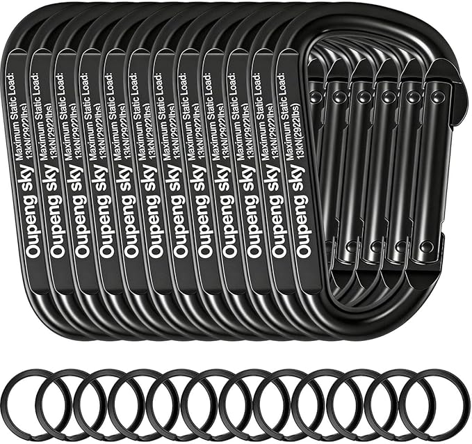 Carabiner Clip - Heavy Duty Carabiners 800lbs-13KN Carabeaner D Ring Shape by Oupengsky