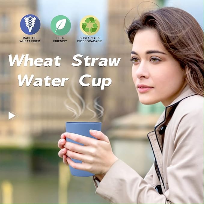 Wrova Wheat Straw Cups 6 PCS Good Alternative to Plastic Reusable Cups 20 oz - Image 6