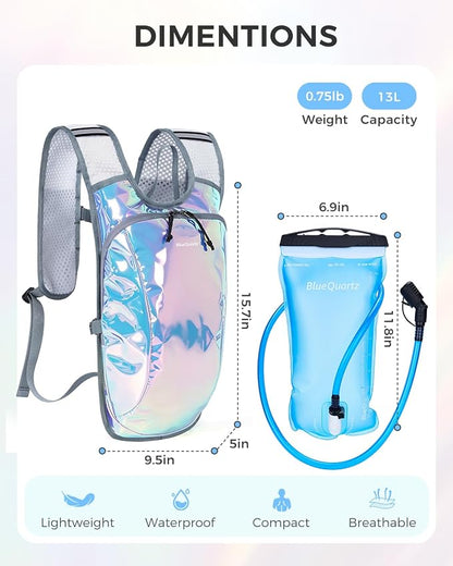 Blue Quartz Rave Hydration Backpack, Reflective Hiking Pack - Image 8