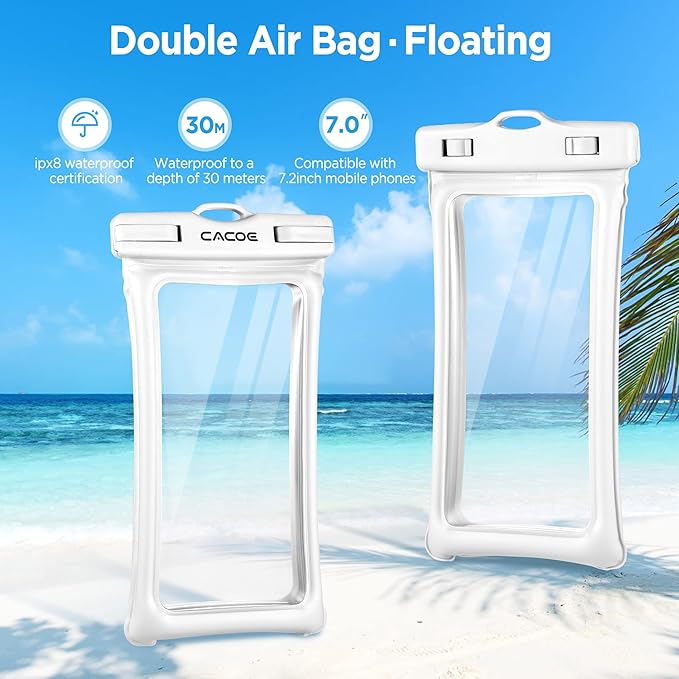 CACOE Floating Universal Waterproof Phone case 2 Pack-Up to 7.0", Phone Pouch - Image 3