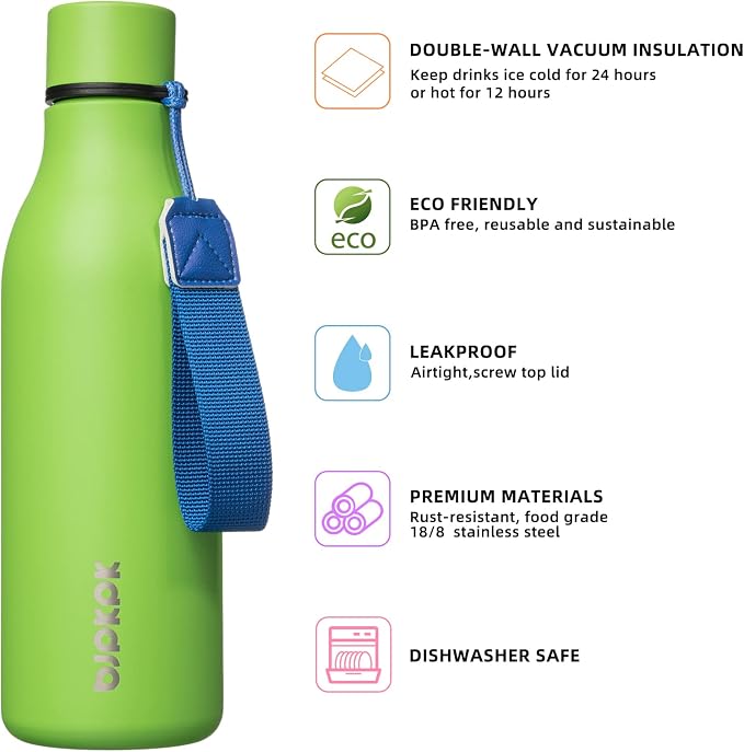 BJPKPK Insulated Water Bottles, 18 oz Stainless Steel Metal Water Bottle - Image 2