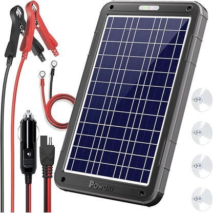 POWOXI 12V Solar Car Battery Charger: 12W Solar Panel Kit Battery Trickle by POWOXI