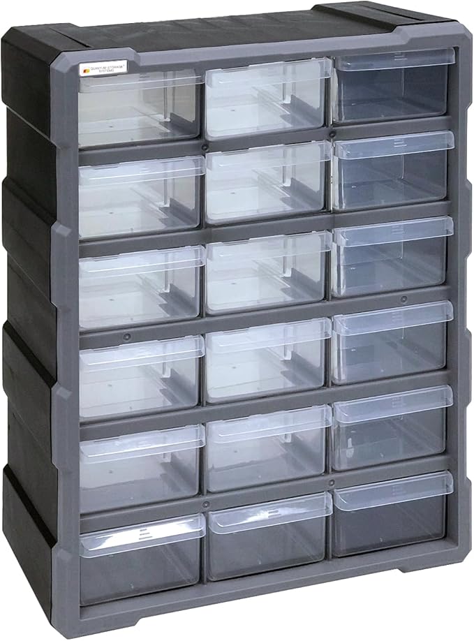 Quantum Storage Systems PDC-18BK 18 Drawers Cabinet Part Organizer 19" H x 15" by QuantumStorageSystems