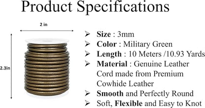 GENIQUE Real/Genuine Round Leather String Cord - Image 2
