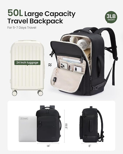 LOVEVOOK 50L Carry on Backpack, Large 17 Inch Travel Backpack - Image 3