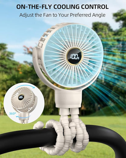 Portable Stroller Mini Fan, Small Rechargeable Personal Fan, Travel Essentials - Image 2