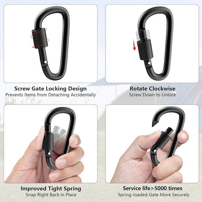 sprookber 3" Locking Carabiners | Keychain Carbineers D Ring Key Clip Spring - Image 3