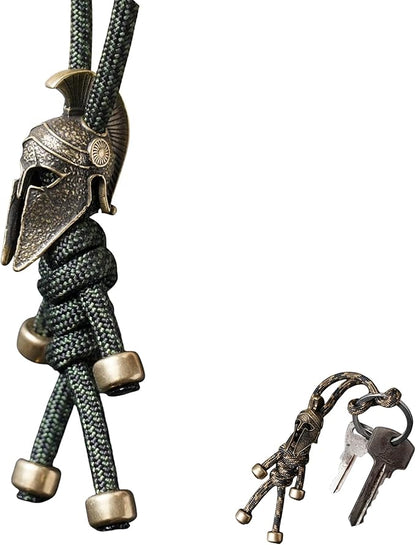 Paracord Keychain with Retro Brass Helmet Bead by KANGDAWEI