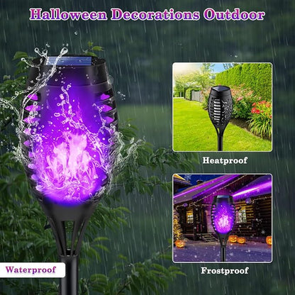 Purple Solar Halloween Lights for Halloween Decorations Outdoor, Solar Torch - Image 3