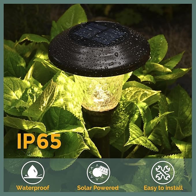 GIGALUMI 8 Pack Solar Pathway Lights, Solar Garden Lights Outdoor Warm White - Image 4